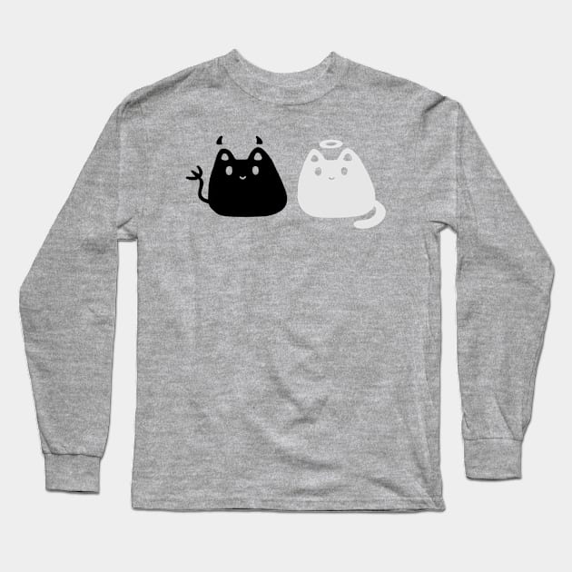 Cute black Devil and white Angel cats Long Sleeve T-Shirt by loulou-artifex